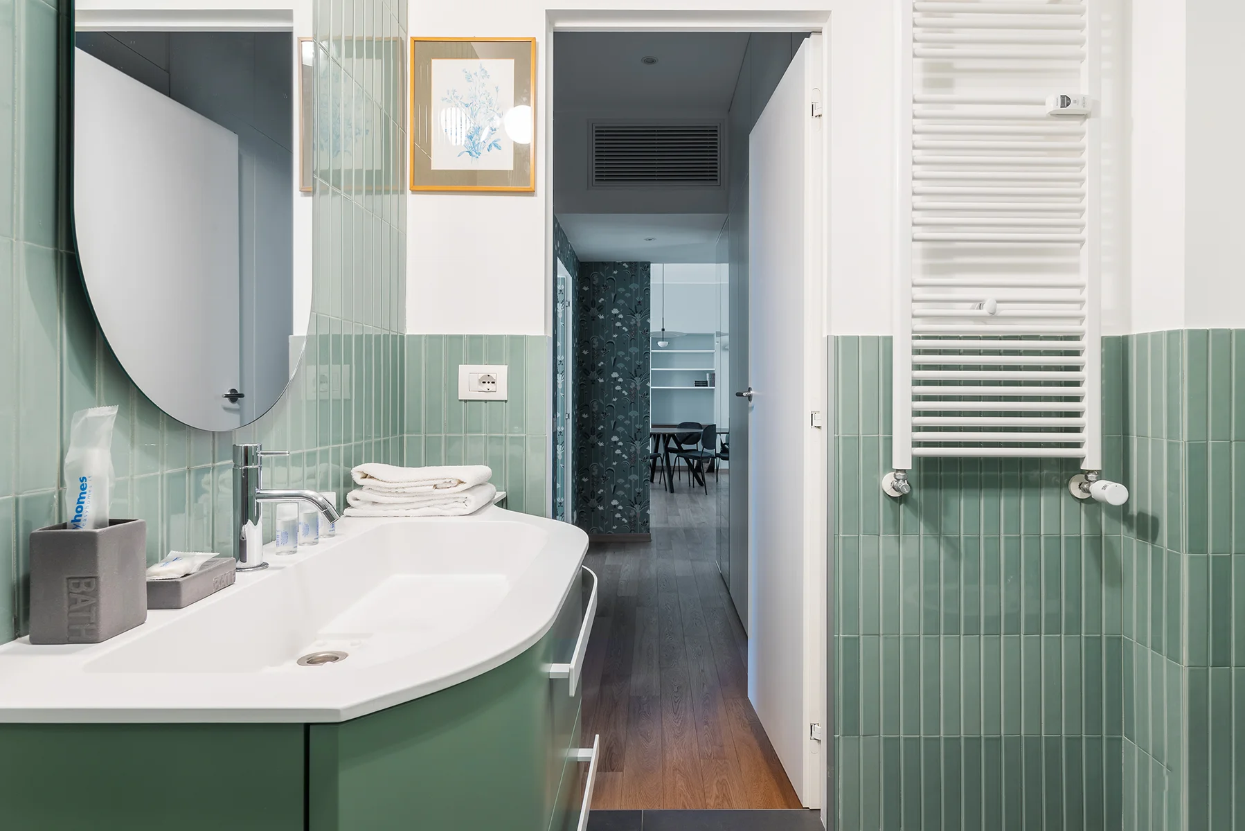 Bagno moderno con doccia appartamento 100mq Milano